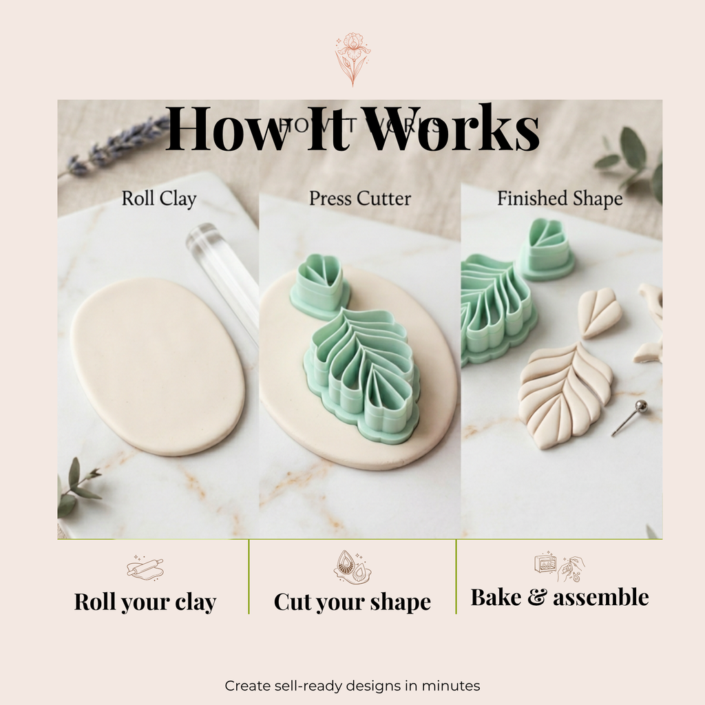 Spring Fern Polymer Clay Cutter Set | 3D Printed Botanical Fern Clay Earring Cutter | Boho Nature Clay Tool | Jewellery Making Supplies
