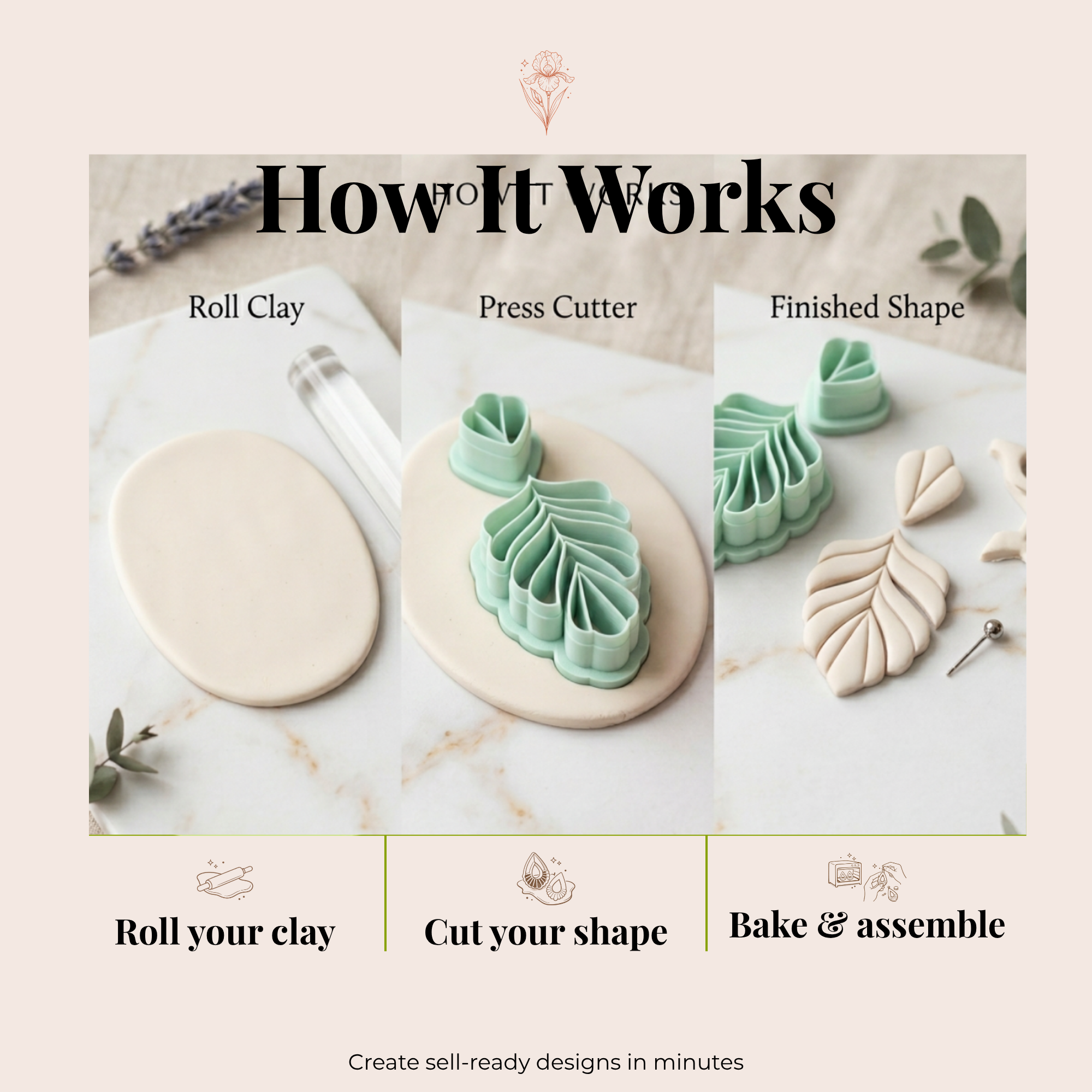 Spring Fern Polymer Clay Cutter Set | 3D Printed Botanical Fern Clay Earring Cutter | Boho Nature Clay Tool | Jewellery Making Supplies