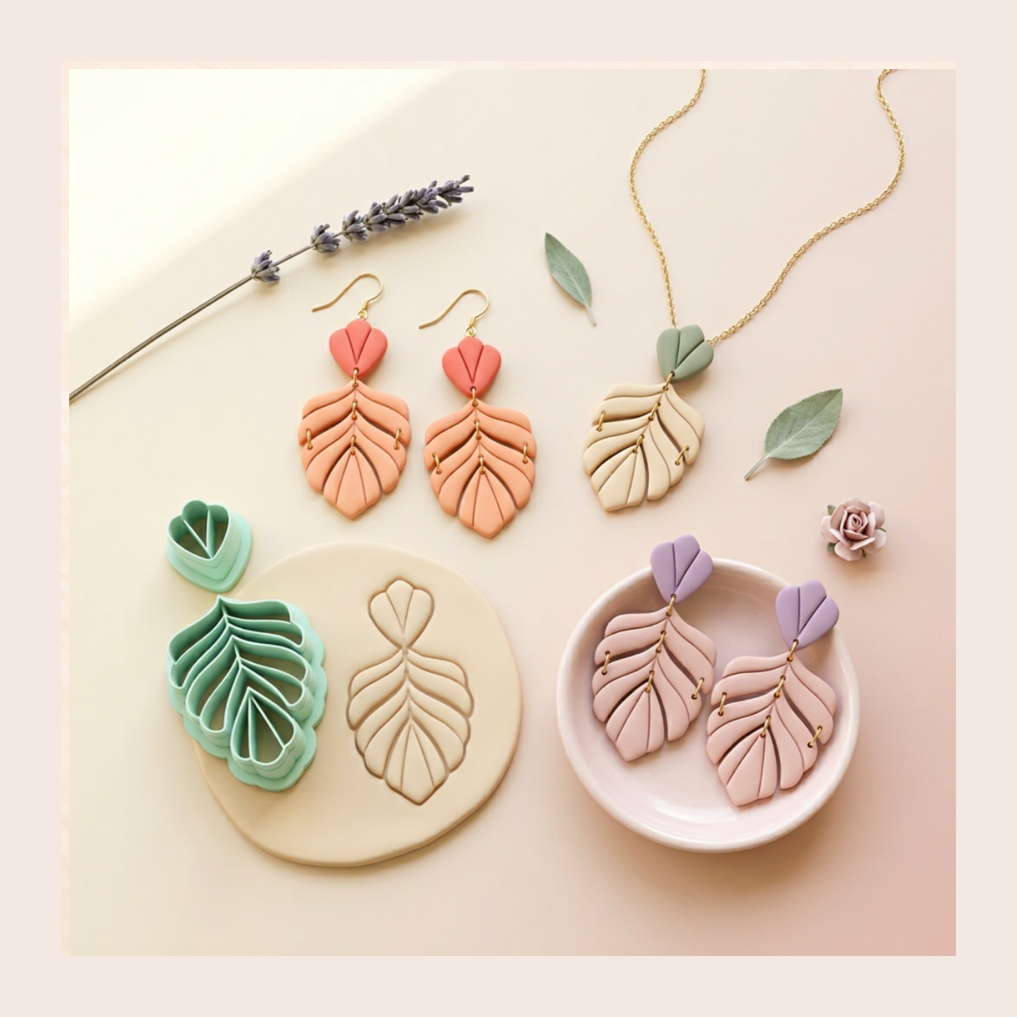 Spring Fern Polymer Clay Cutter Set | 3D Printed Botanical Fern Clay Earring Cutter | Boho Nature Clay Tool | Jewellery Making Supplies