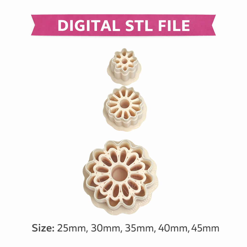 Spring Flower Polymer Clay Cutter STL File