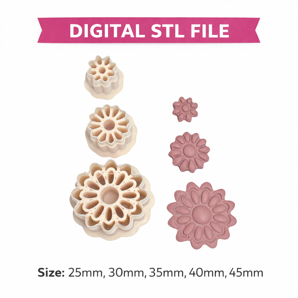 Spring Flower Polymer Clay Cutter STL File