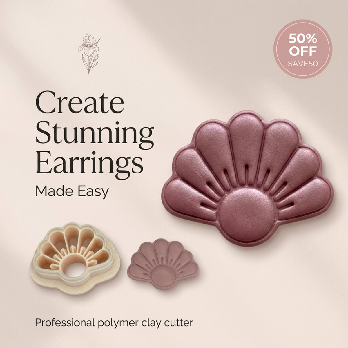 Spring Half Flower Polymer Clay Cutter