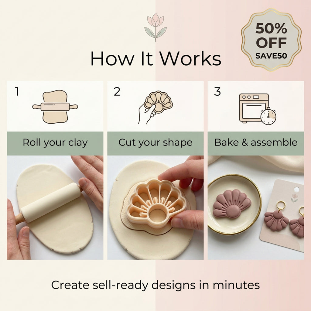 Spring Half Flower Polymer Clay Cutter