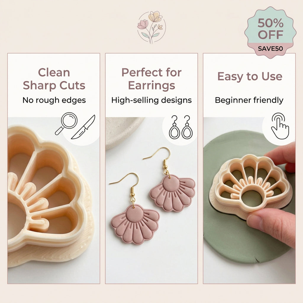 Spring Half Flower Polymer Clay Cutter