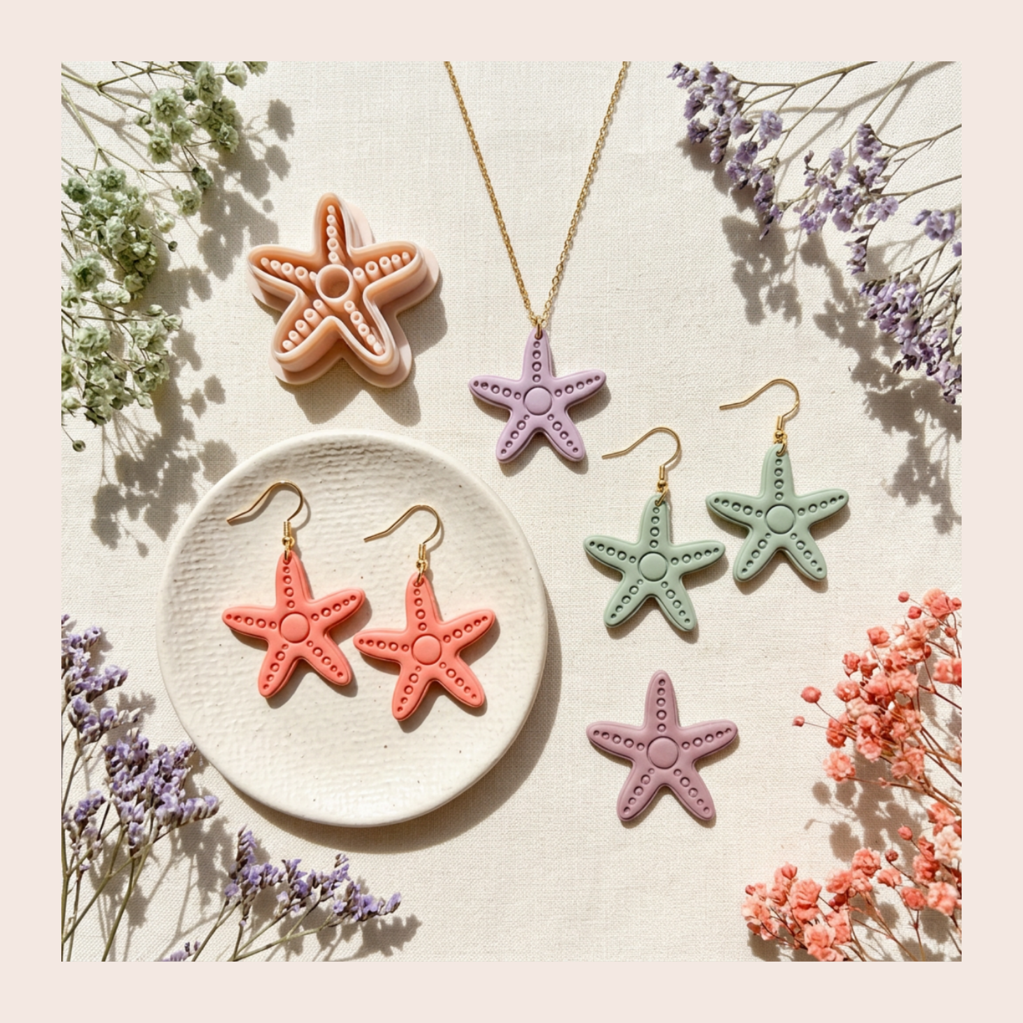 Starfish Polymer Clay Cutter | 3D Printed Star Clay Earring Cutter | Sea Ocean Shape Cutter for Clay Jewellery Making | Clay Earring Tool