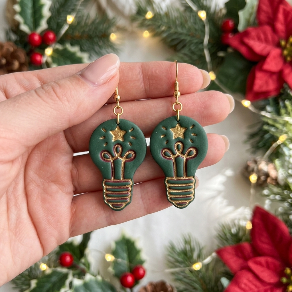 Starry Filament Light Bulb Polymer Clay Cutter | Festive Earring Tool