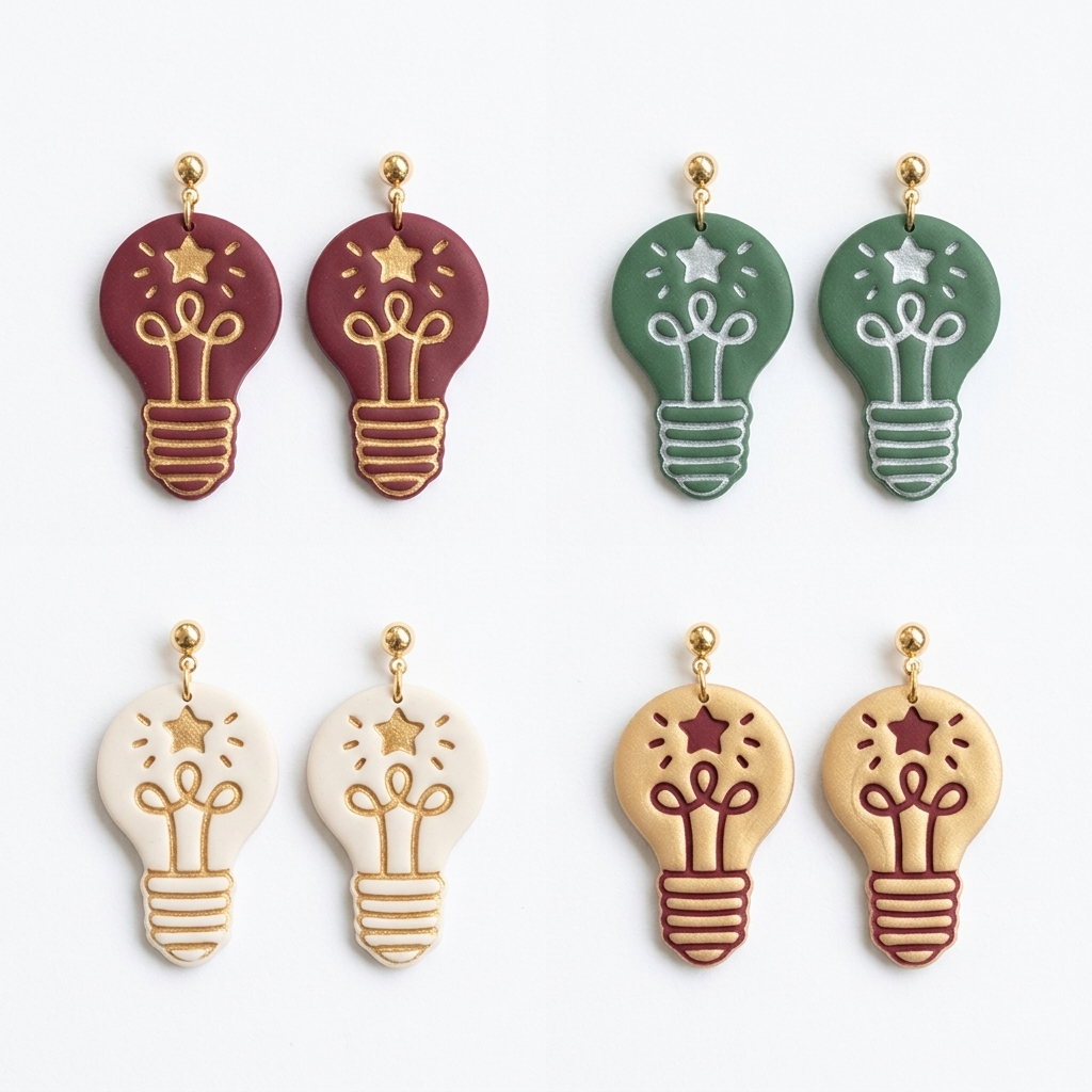Starry Filament Light Bulb Polymer Clay Cutter | Festive Earring Tool