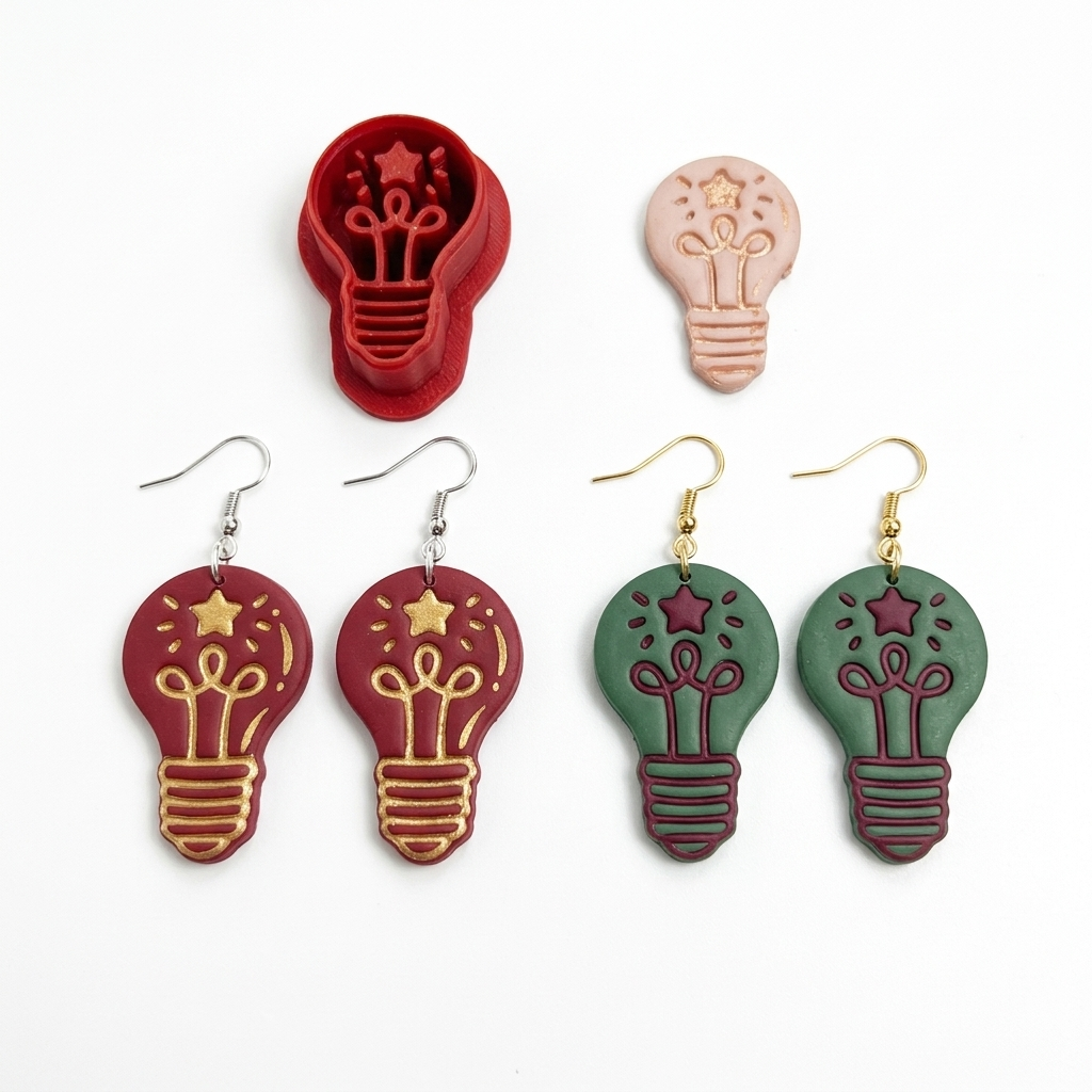 Starry Filament Light Bulb Polymer Clay Cutter | Festive Earring Tool