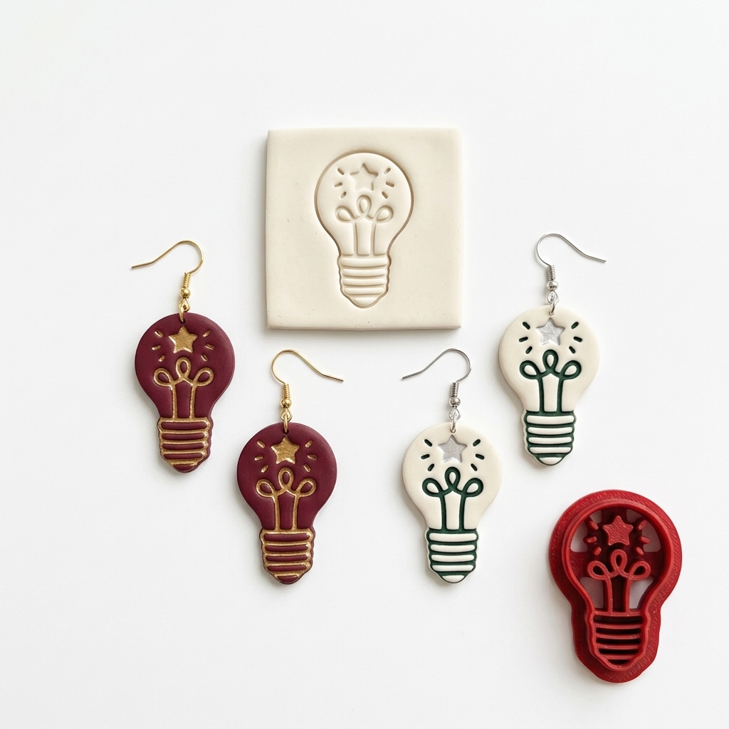 Starry Filament Light Bulb Polymer Clay Cutter | Festive Earring Tool