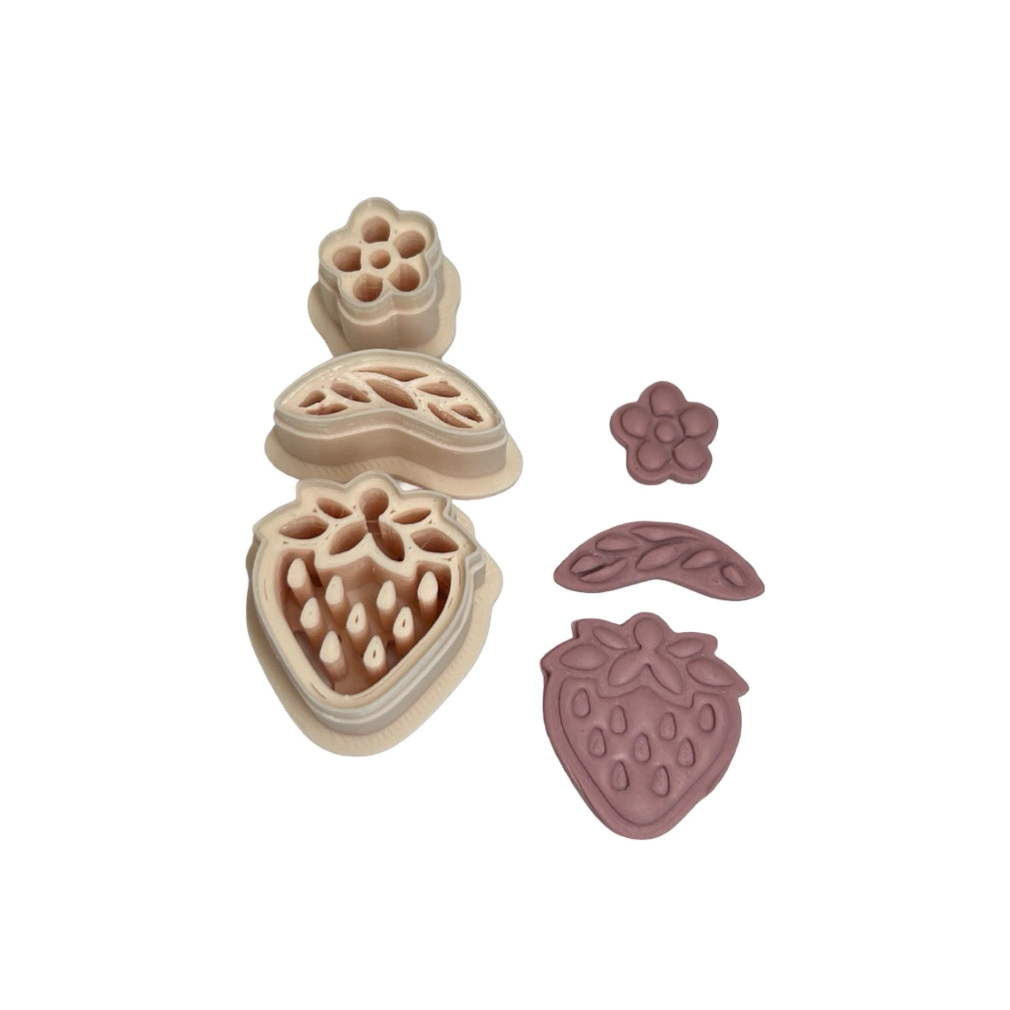Strawberry with Flower Polymer Clay Cutter Set
