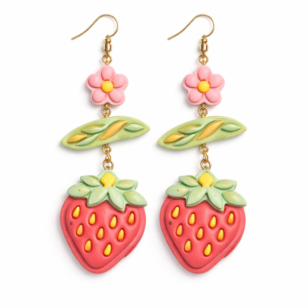 Strawberry with Flower Polymer Clay Cutter Set