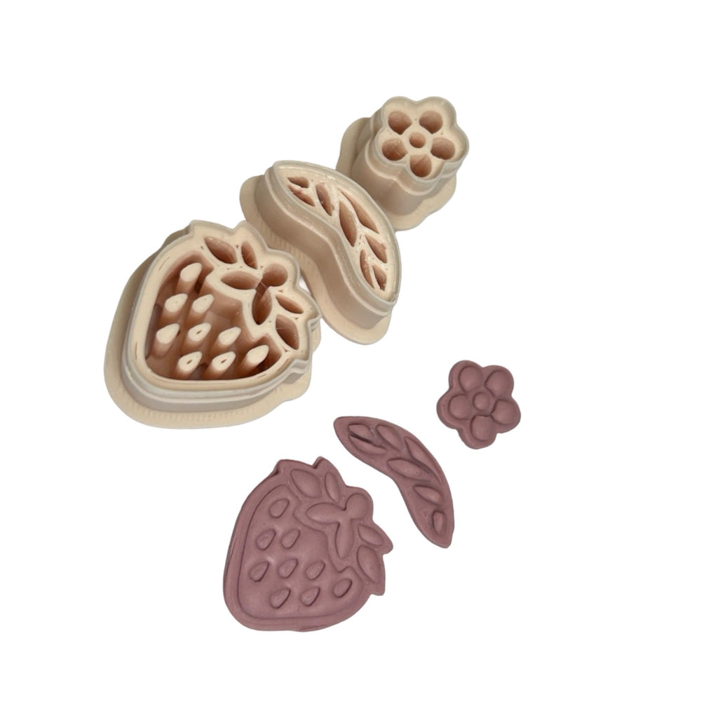Strawberry with Flower Polymer Clay Cutter Set