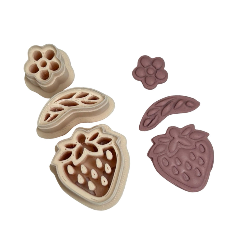 Strawberry with Flower Polymer Clay Cutter Set