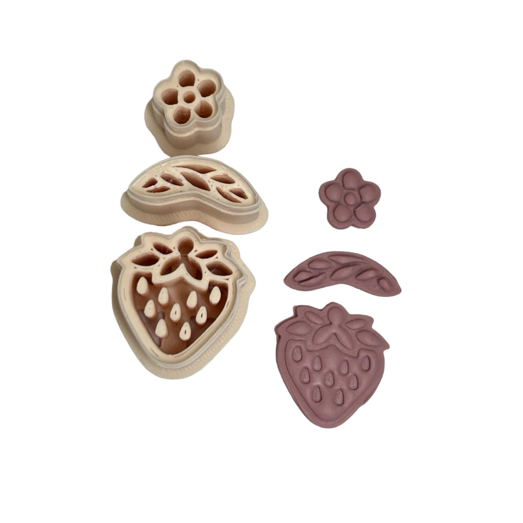 Strawberry with Flower Polymer Clay Cutter Set
