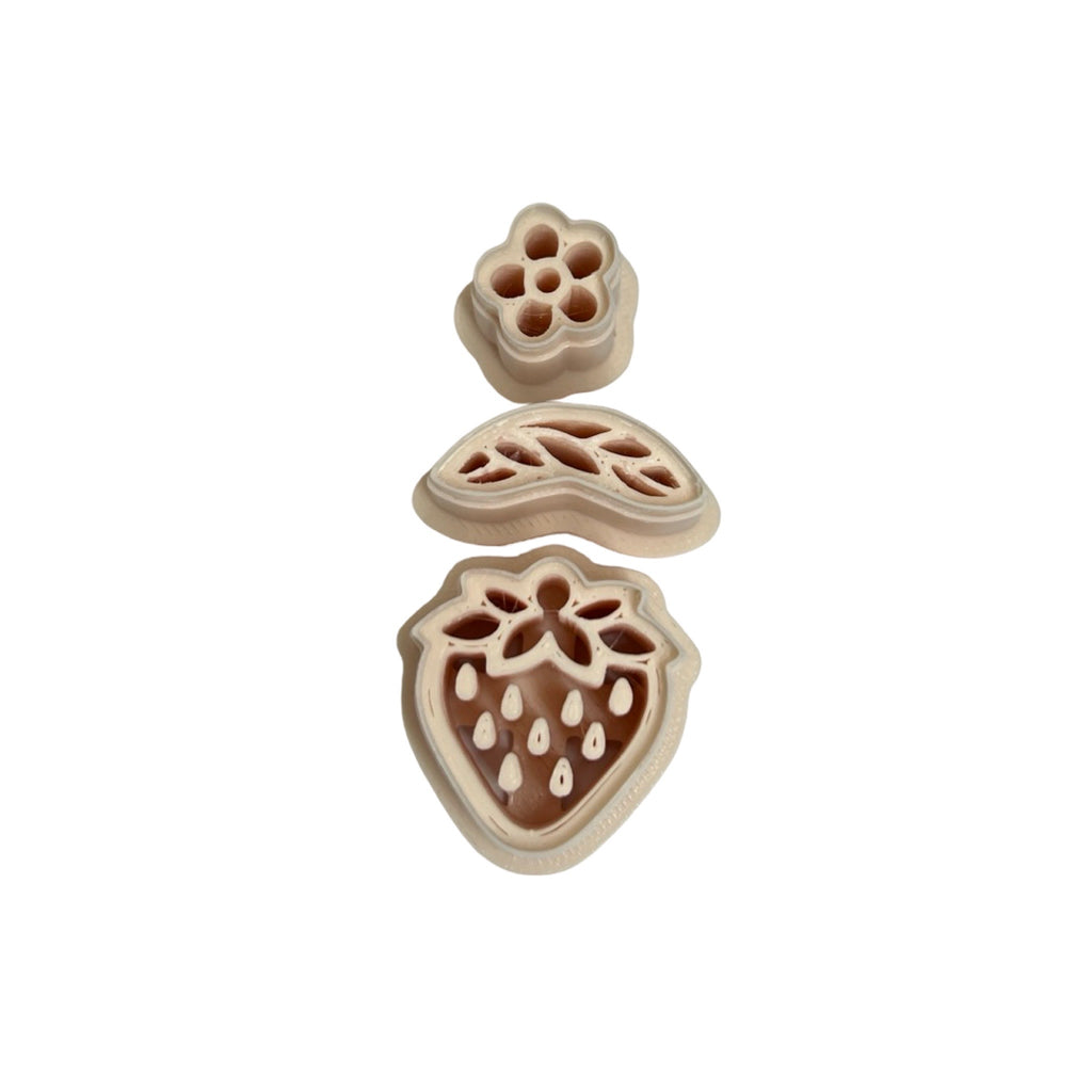 Strawberry with Flower Polymer Clay Cutter Set