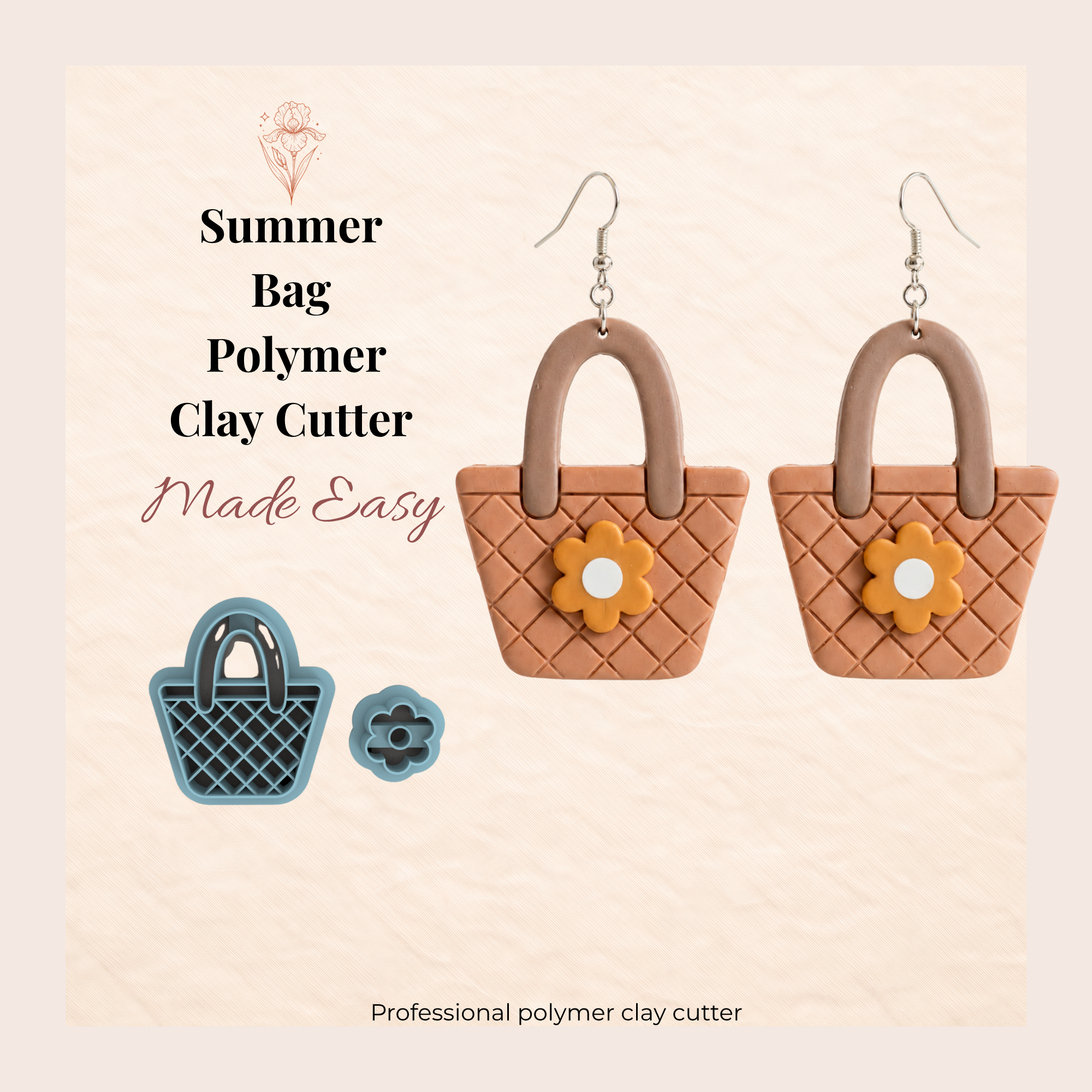 Summer Bag Polymer Clay Cutter | 25–40mm | Bag Shape Clay Cutter | Earring Jewellery Making Tool