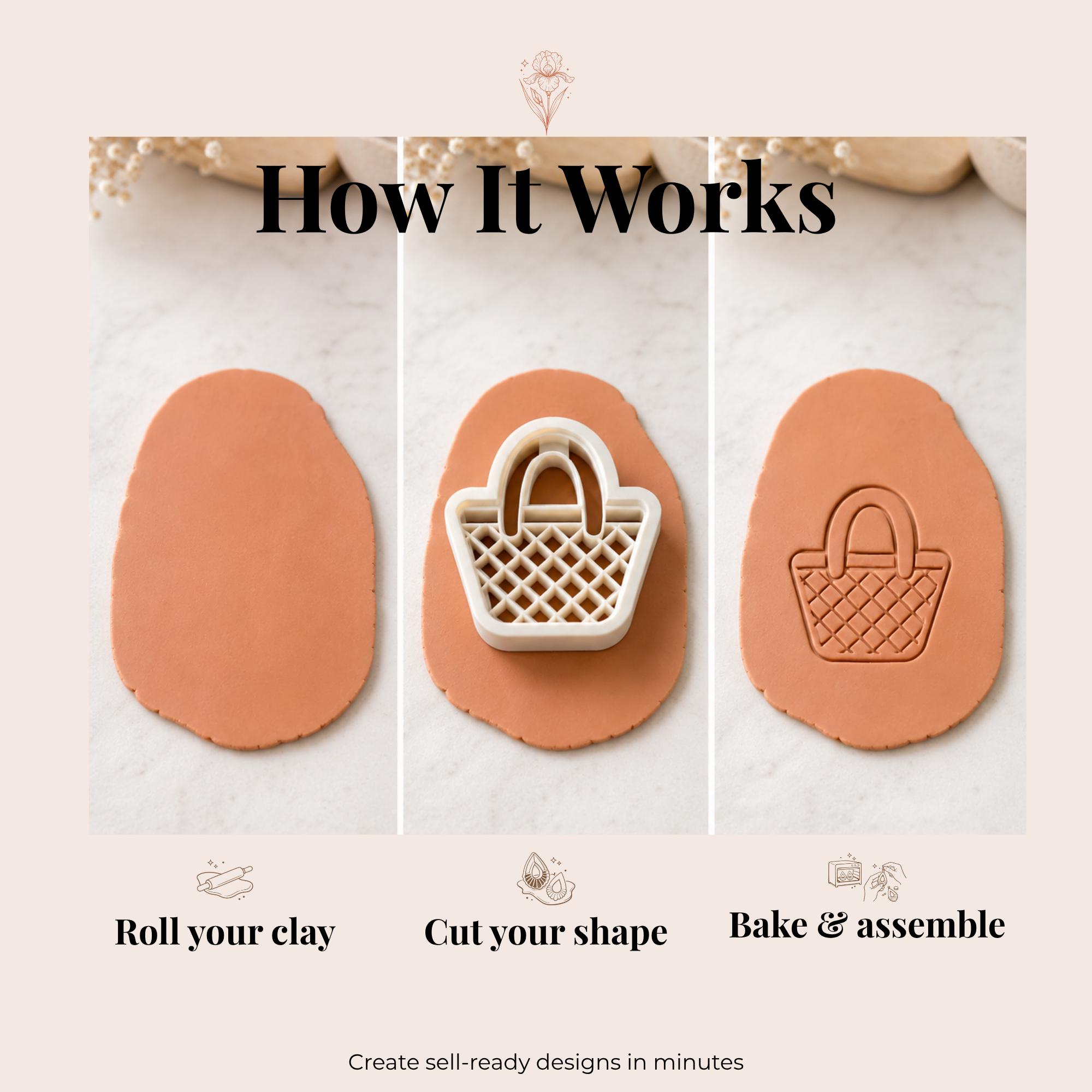 Summer Bag Polymer Clay Cutter | 25–40mm | Bag Shape Clay Cutter | Earring Jewellery Making Tool