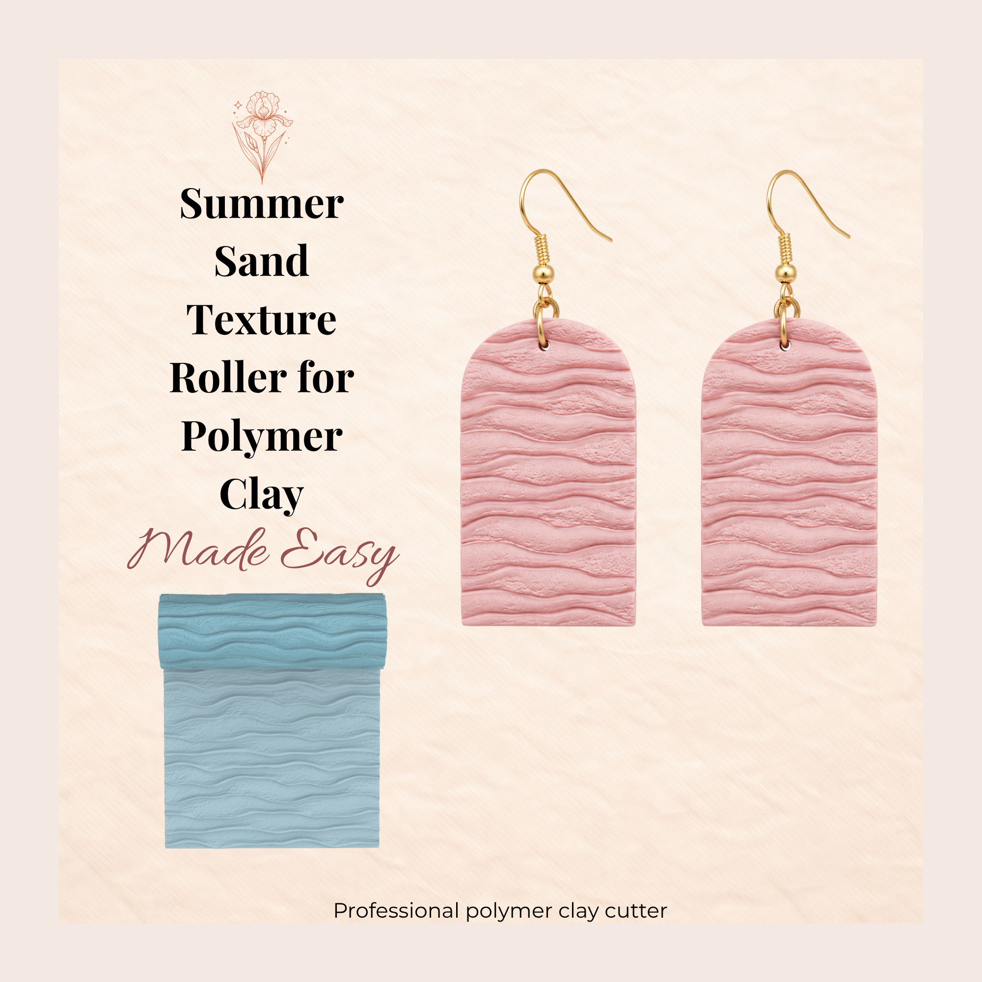 Summer Sand Texture Roller for Polymer Clay | 24x80mm | Sand Texture Clay Roller | Jewellery Making Tool