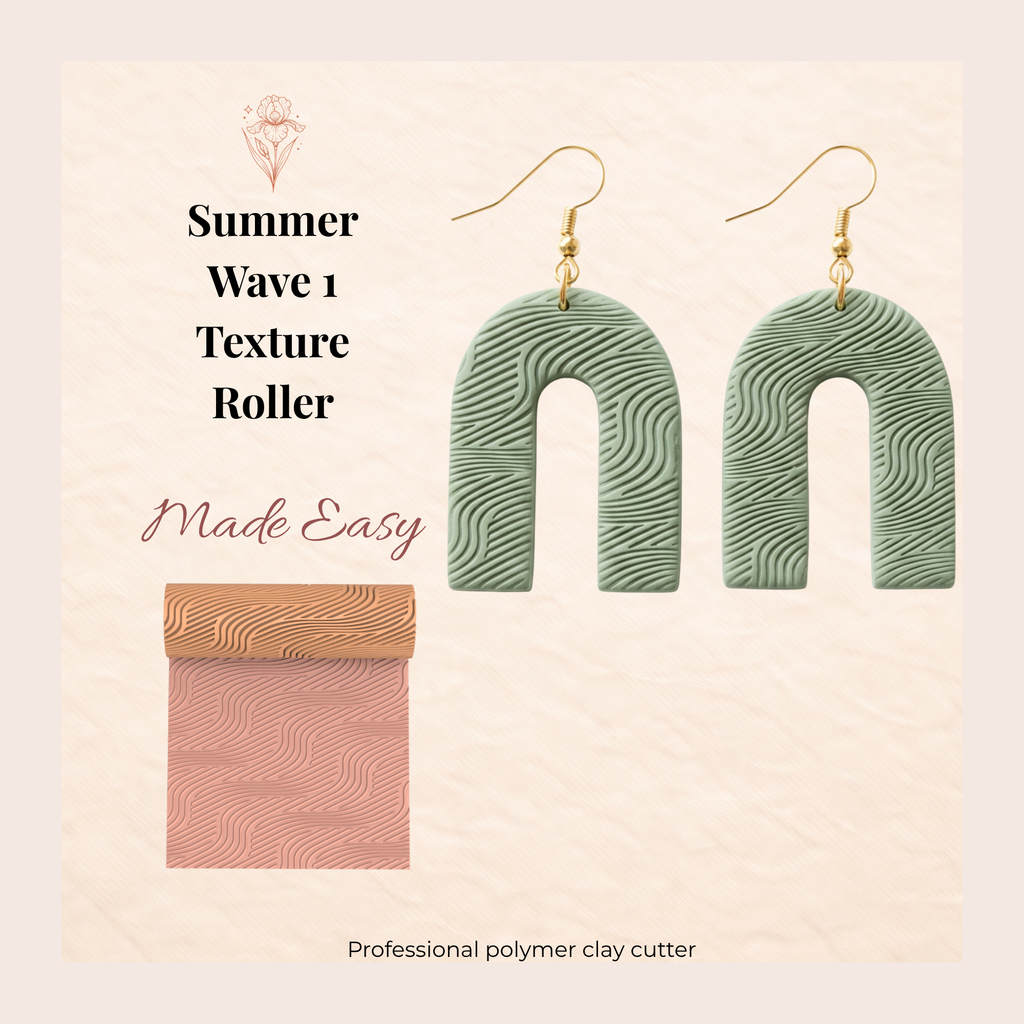 Summer Wave Texture Roller for Polymer Clay | 3D Printed Clay Texture Tool | Wave Pattern Roller for Clay Jewellery Making | Clay Tool