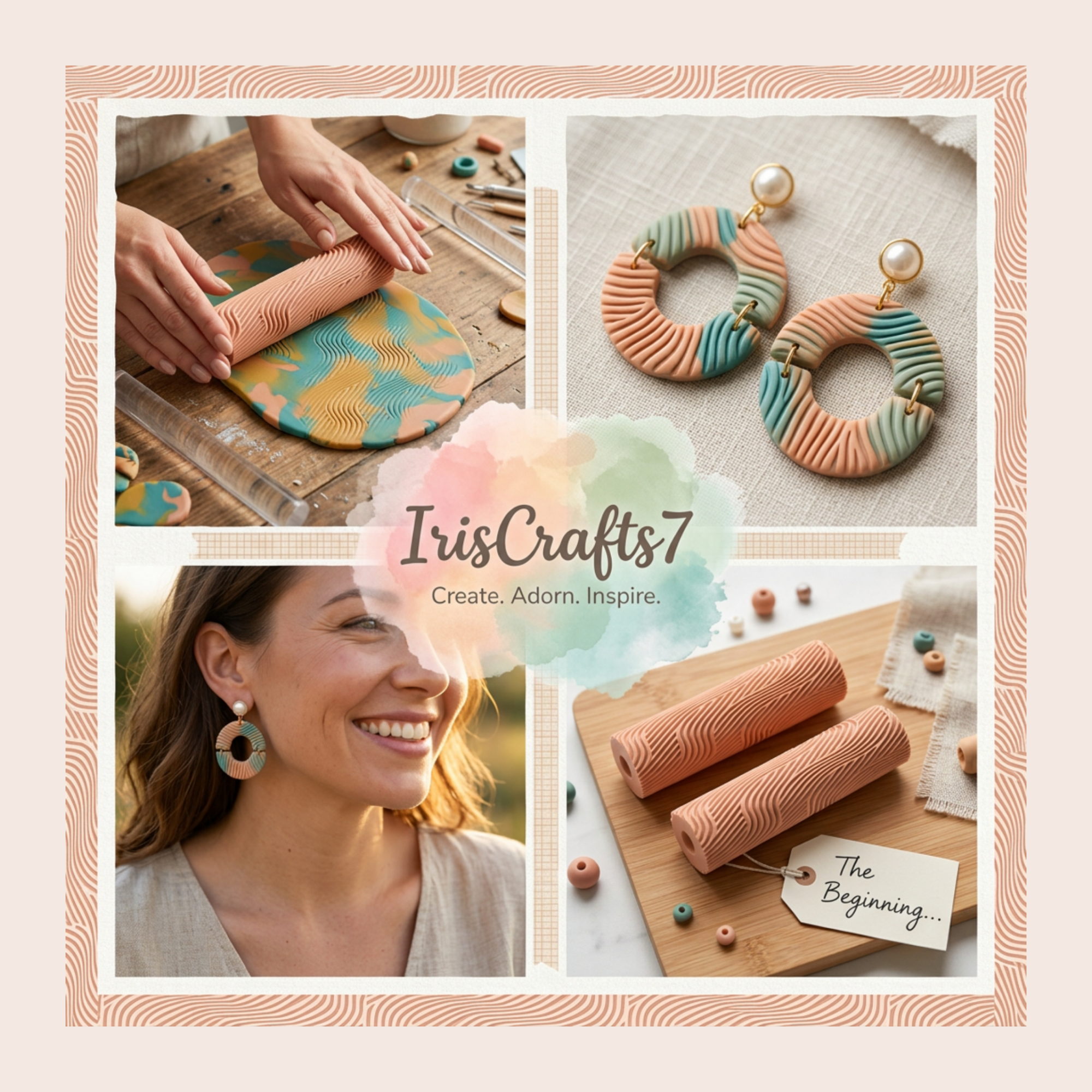 Summer Wave Texture Roller for Polymer Clay | 3D Printed Clay Texture Tool | Wave Pattern Roller for Clay Jewellery Making | Clay Tool