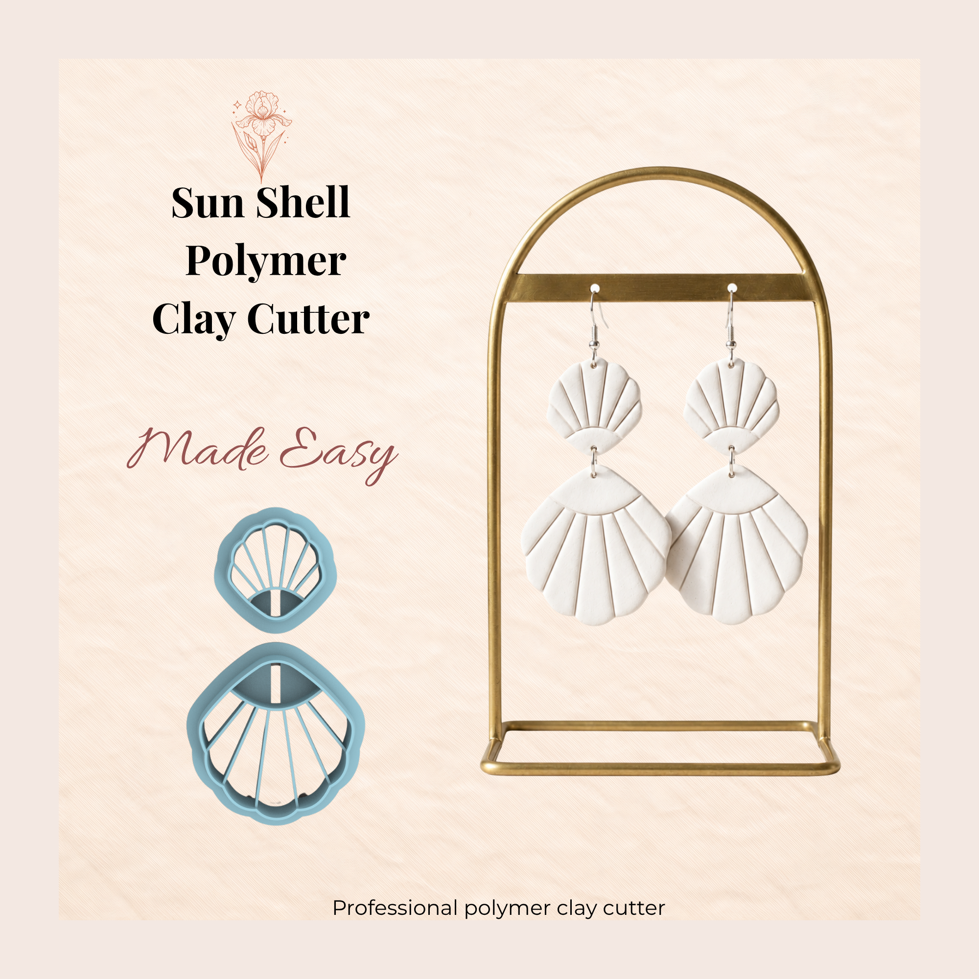 Sun Shell Polymer Clay Cutter | 35–50mm | Sun Shell Shape Clay Cutter | Earring Jewellery Making Tool