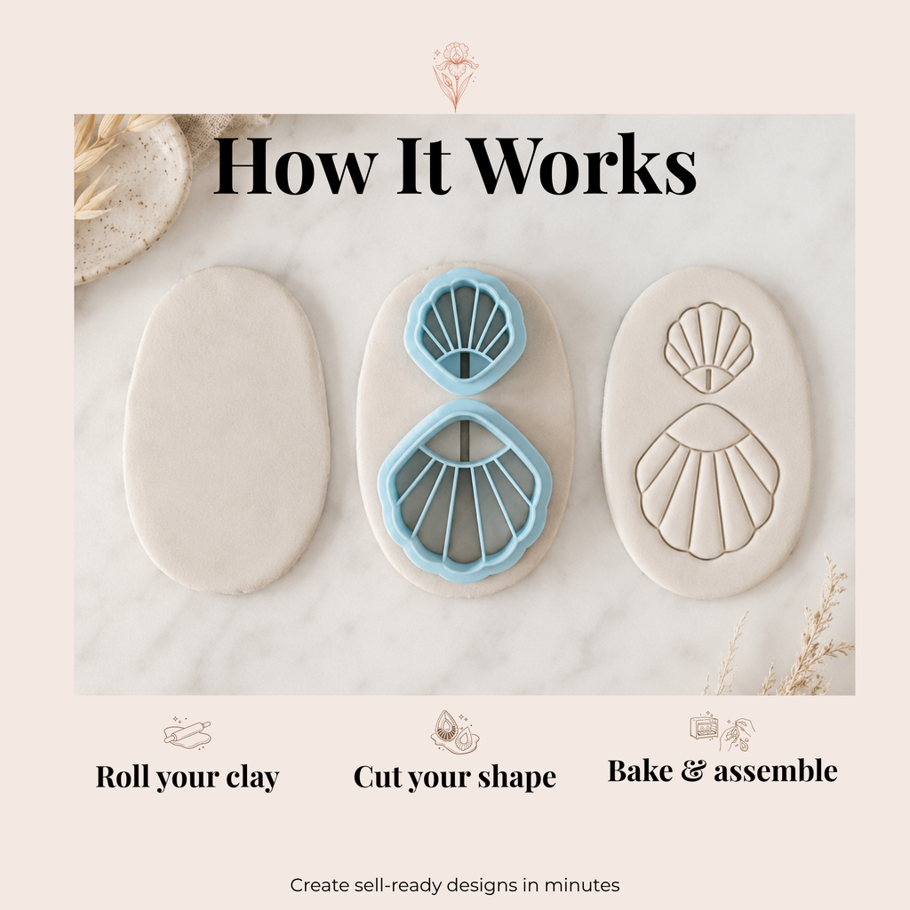 Sun Shell Polymer Clay Cutter | 35–50mm | Sun Shell Shape Clay Cutter | Earring Jewellery Making Tool