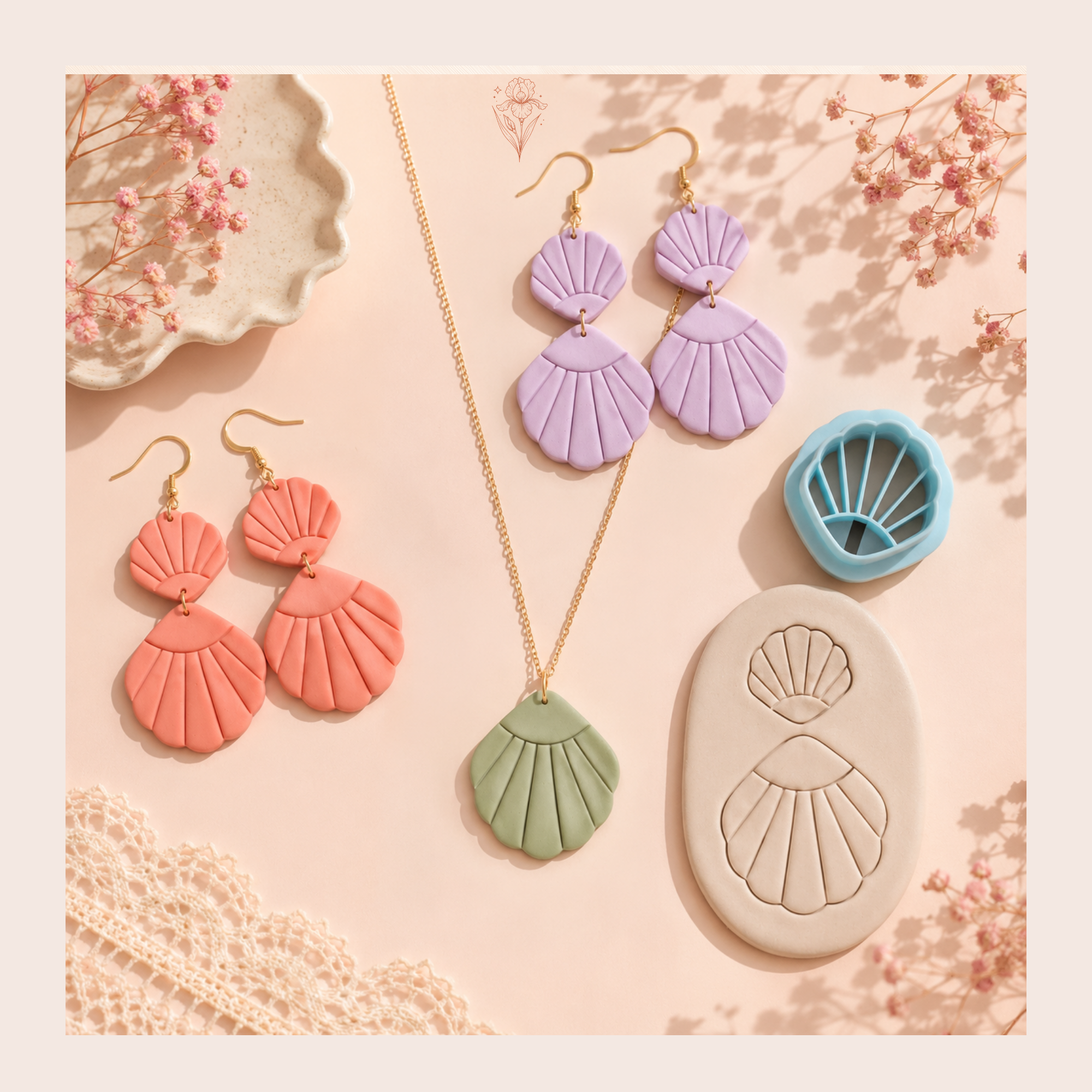 Sun Shell Polymer Clay Cutter | 35–50mm | Sun Shell Shape Clay Cutter | Earring Jewellery Making Tool