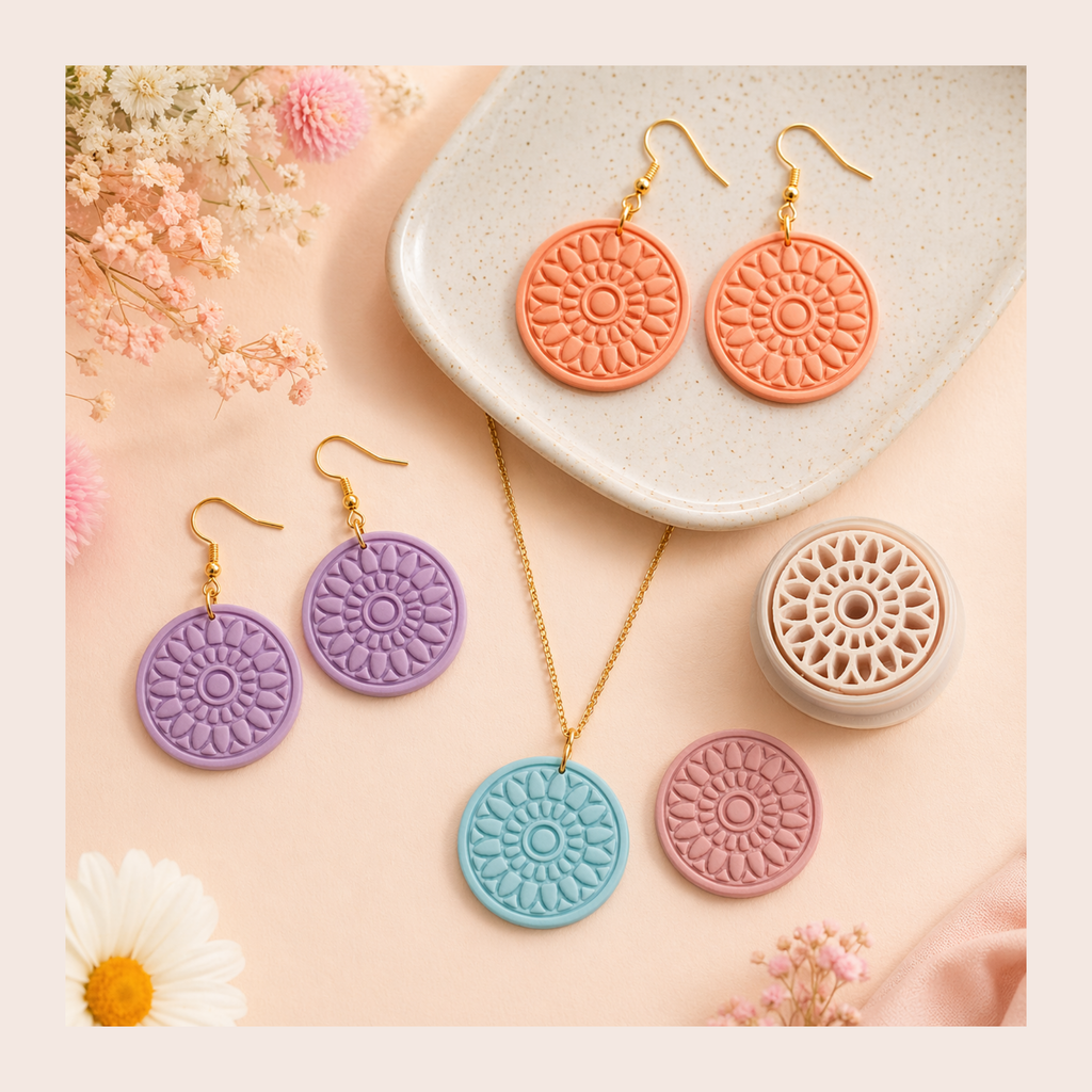 Sunburst Circle Polymer Clay Cutter | 3D Printed Geometric Clay Earring Cutter | Sunburst Shape Cutter for Clay Jewellery Making | Clay Earring Tool