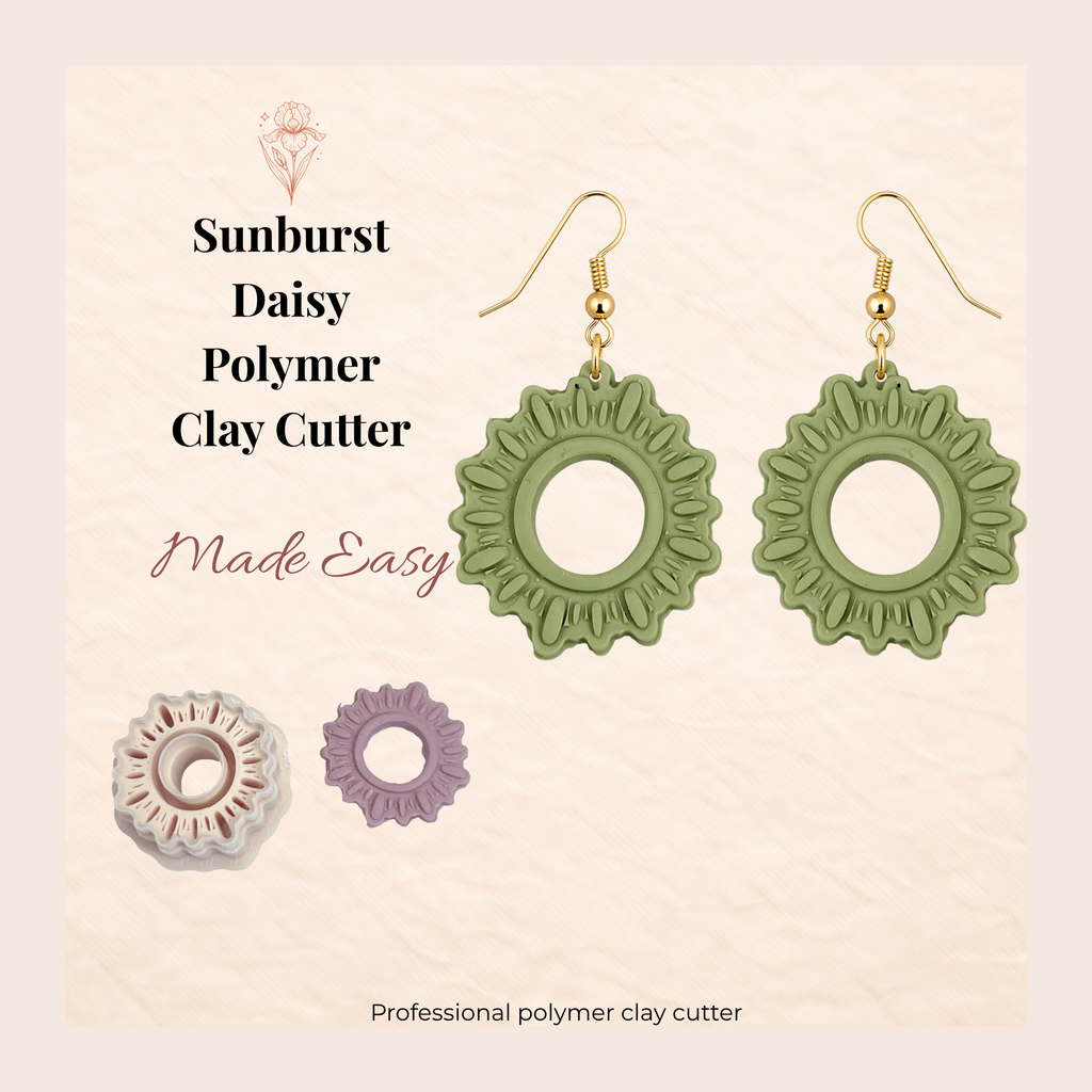 Sunburst Daisy Polymer Clay Cutter 25-45mm | Floral Jewellery | IrisCrafts7