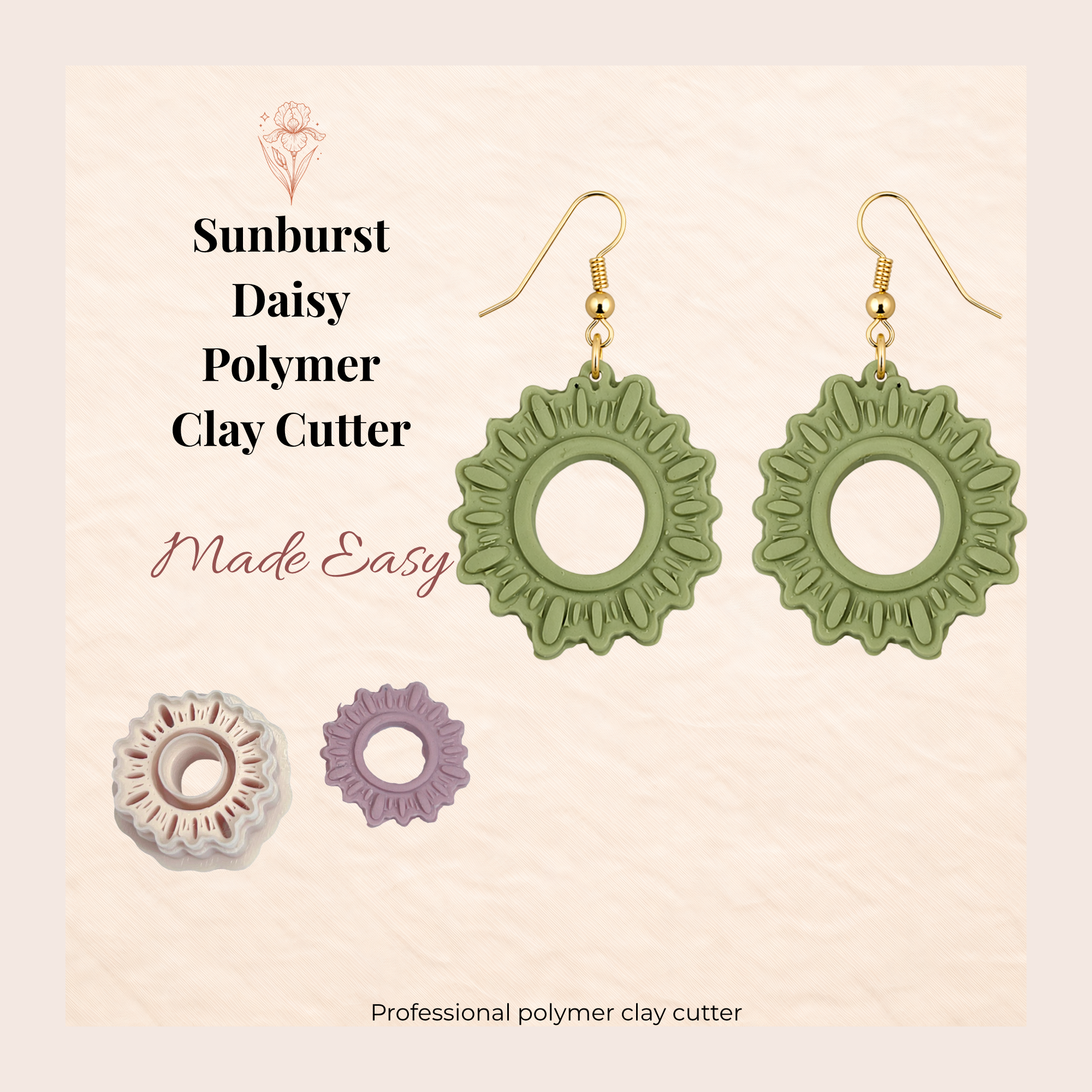 Sunburst Daisy Polymer Clay Cutter 25-45mm | Floral Jewellery | IrisCrafts7