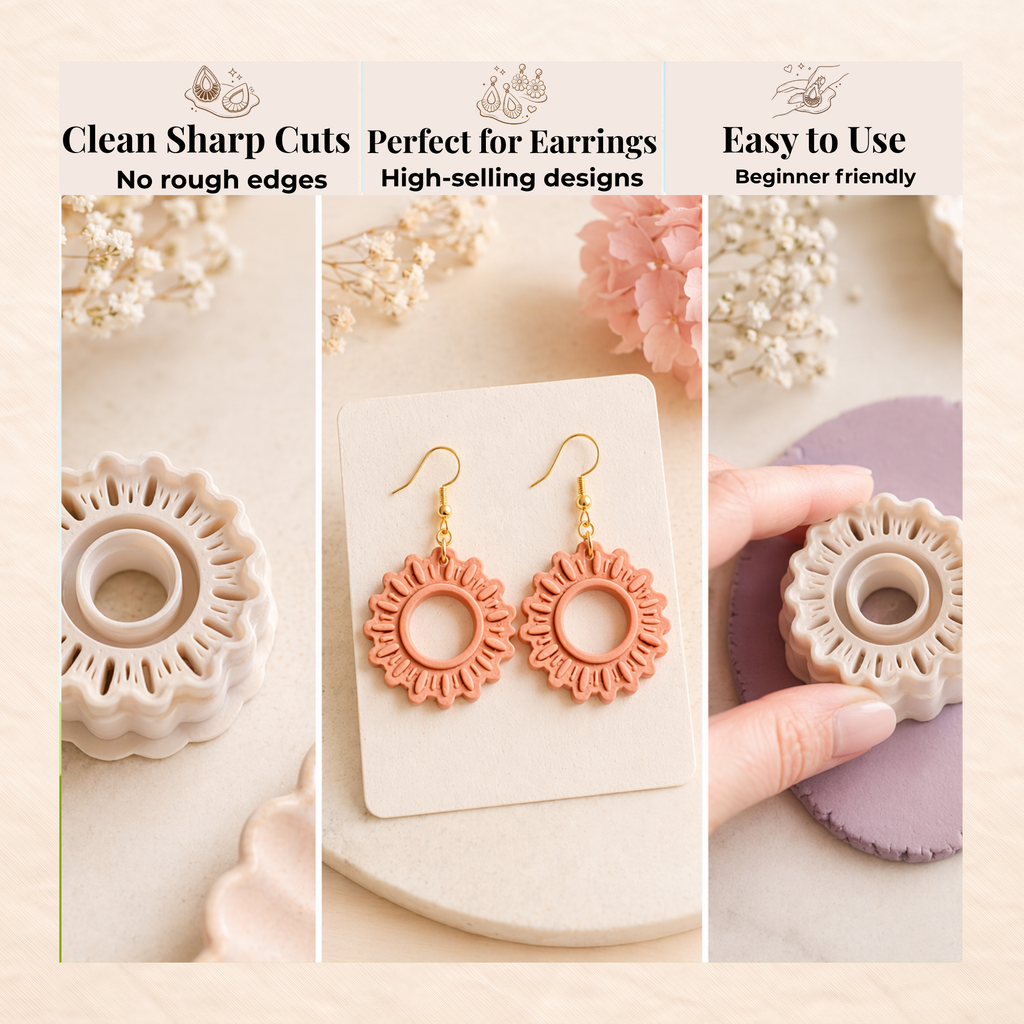 Sunburst Daisy Polymer Clay Cutter 25-45mm | Floral Jewellery | IrisCrafts7