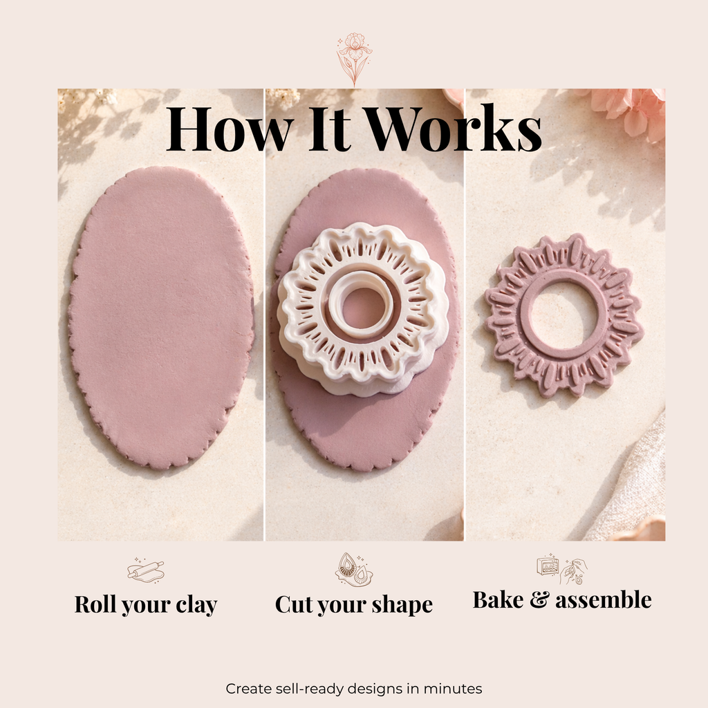 Sunburst Daisy Polymer Clay Cutter 25-45mm | Floral Jewellery | IrisCrafts7
