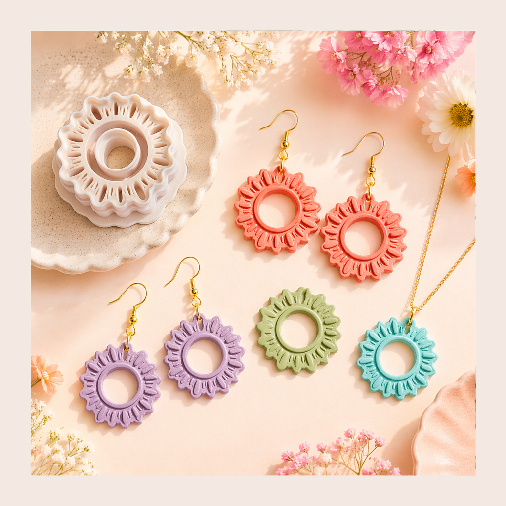 Sunburst Daisy Polymer Clay Cutter 25-45mm | Floral Jewellery | IrisCrafts7