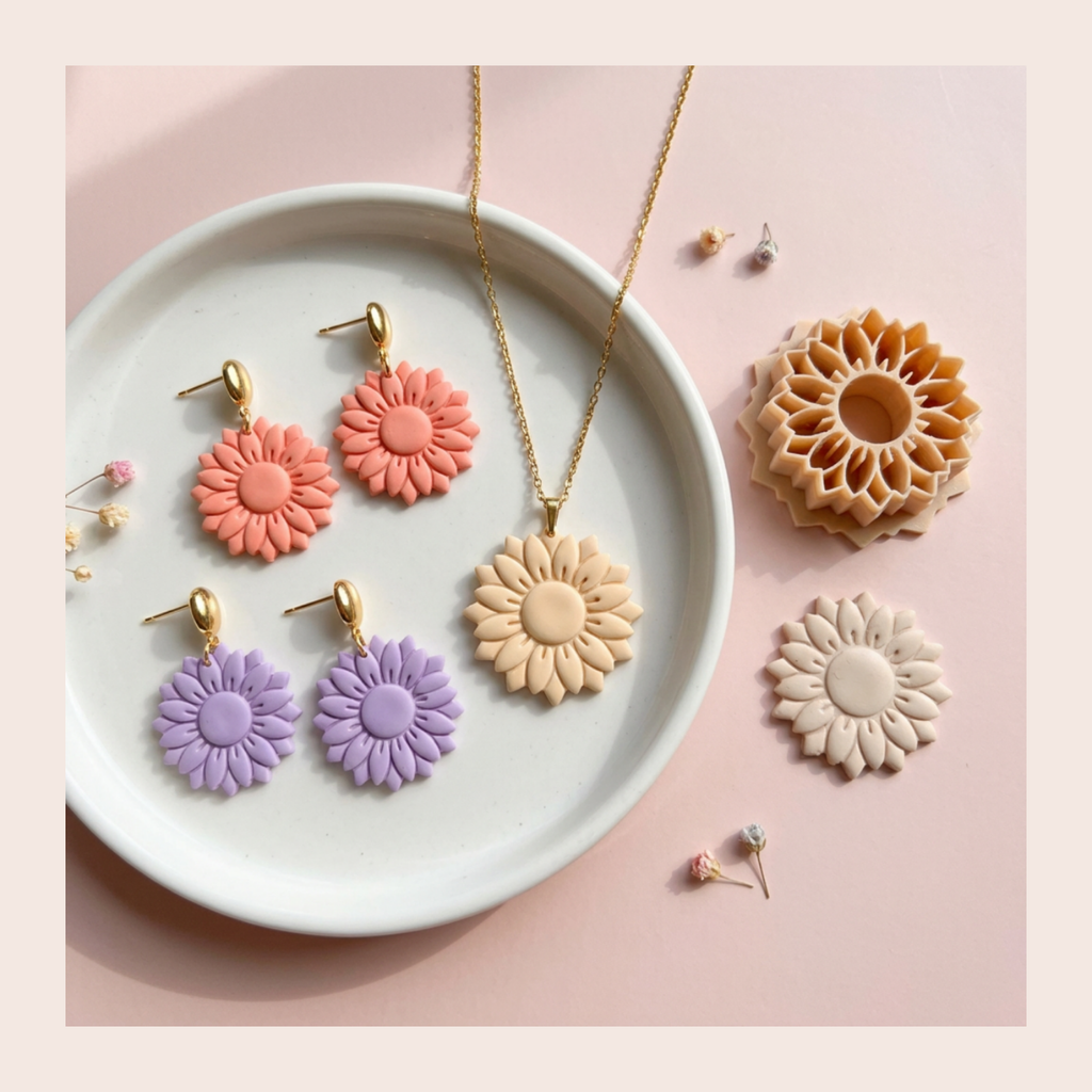 Sunflower 2 Polymer Clay Cutter | 3D Printed Floral Clay Earring Cutter | Boho Sunflower Clay Tool | Flower Jewellery Making