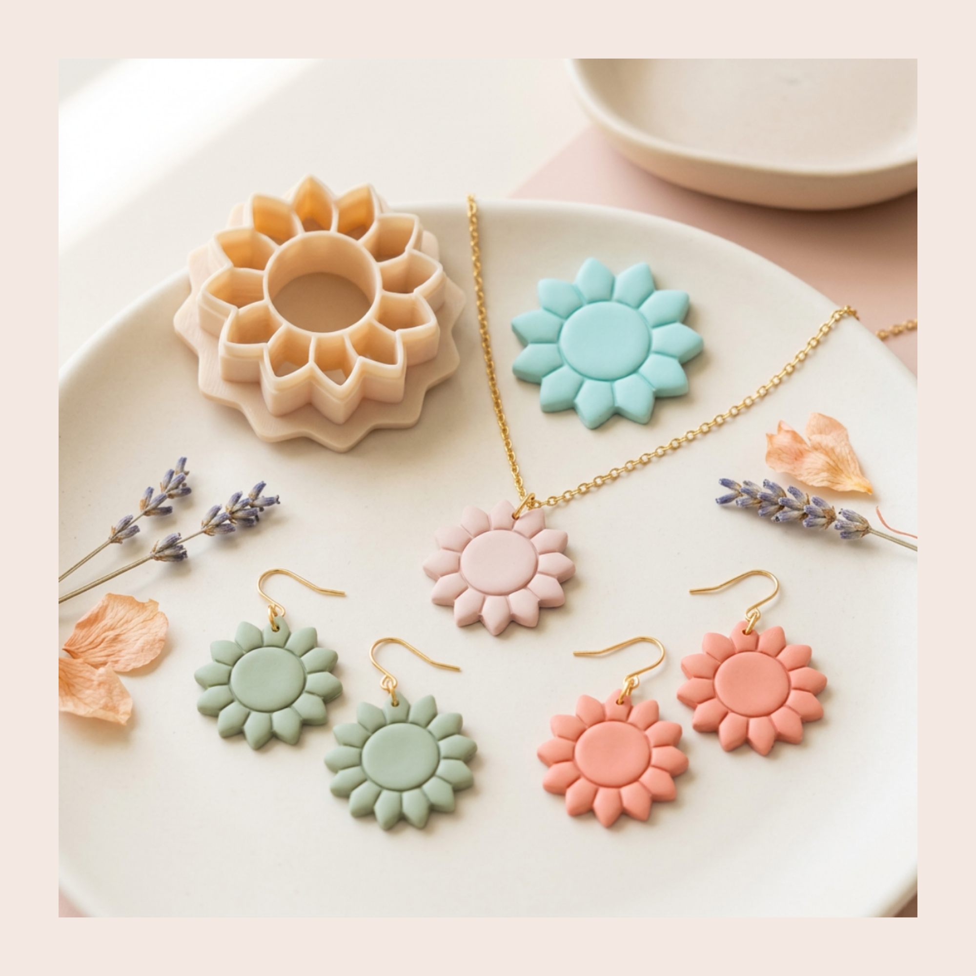 Sunflower Polymer Clay Cutter | 3D Printed Sunflower Clay Earring Cutter | Boho Floral Clay Tool | Flower Jewellery Making