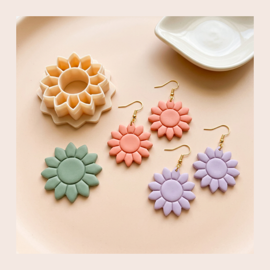 Sunflower Polymer Clay Cutter | 3D Printed Sunflower Clay Earring Cutter | Boho Floral Clay Tool | Flower Jewellery Making