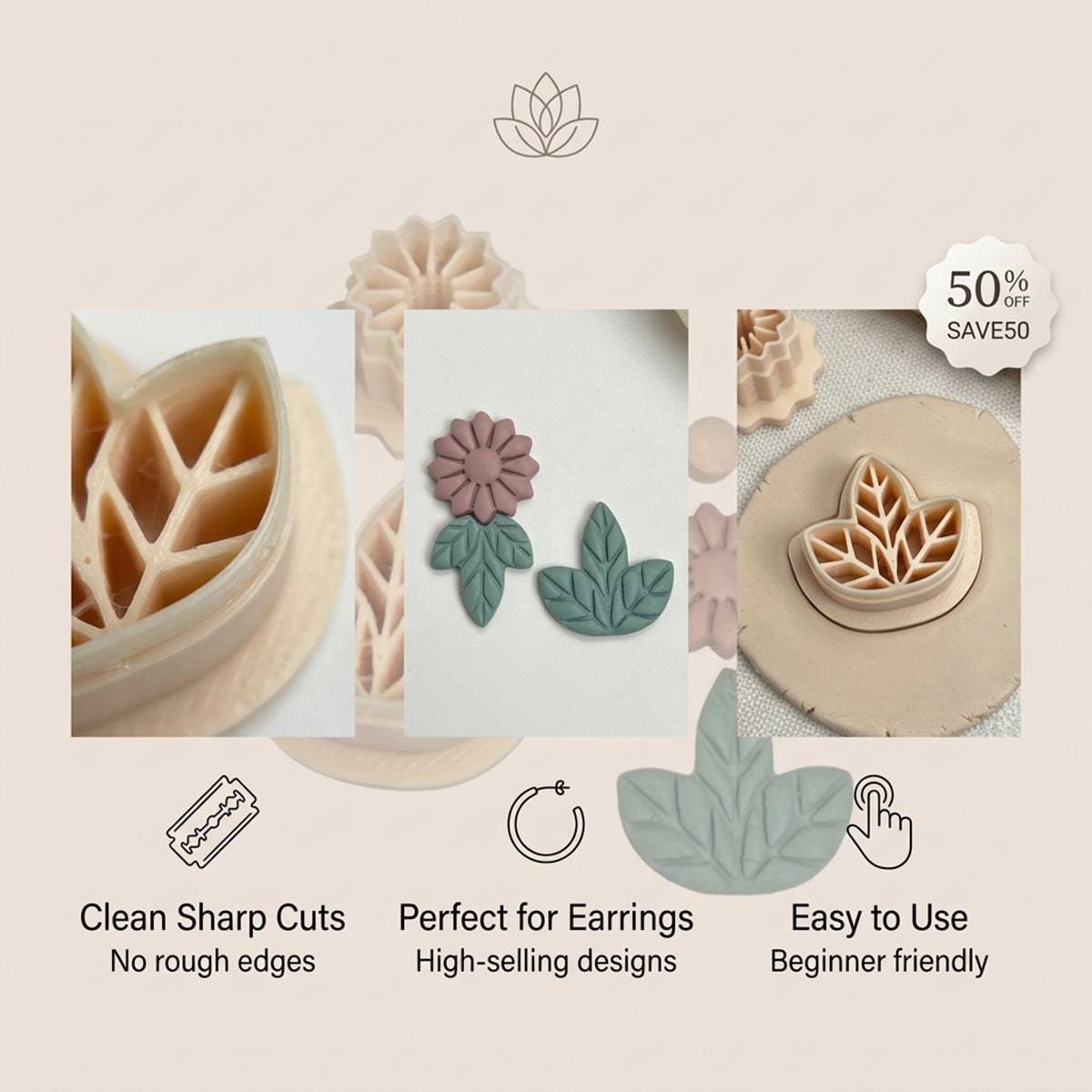 Sunny Leaf Polymer Clay Cutter Set