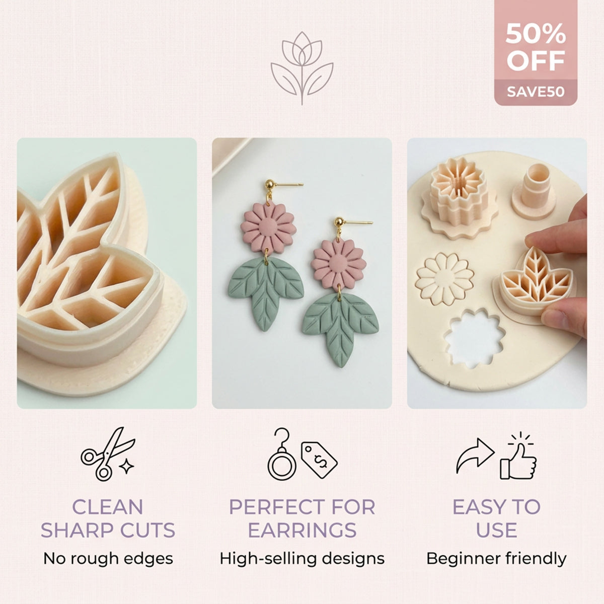 Sunny Leaf Polymer Clay Cutter Set