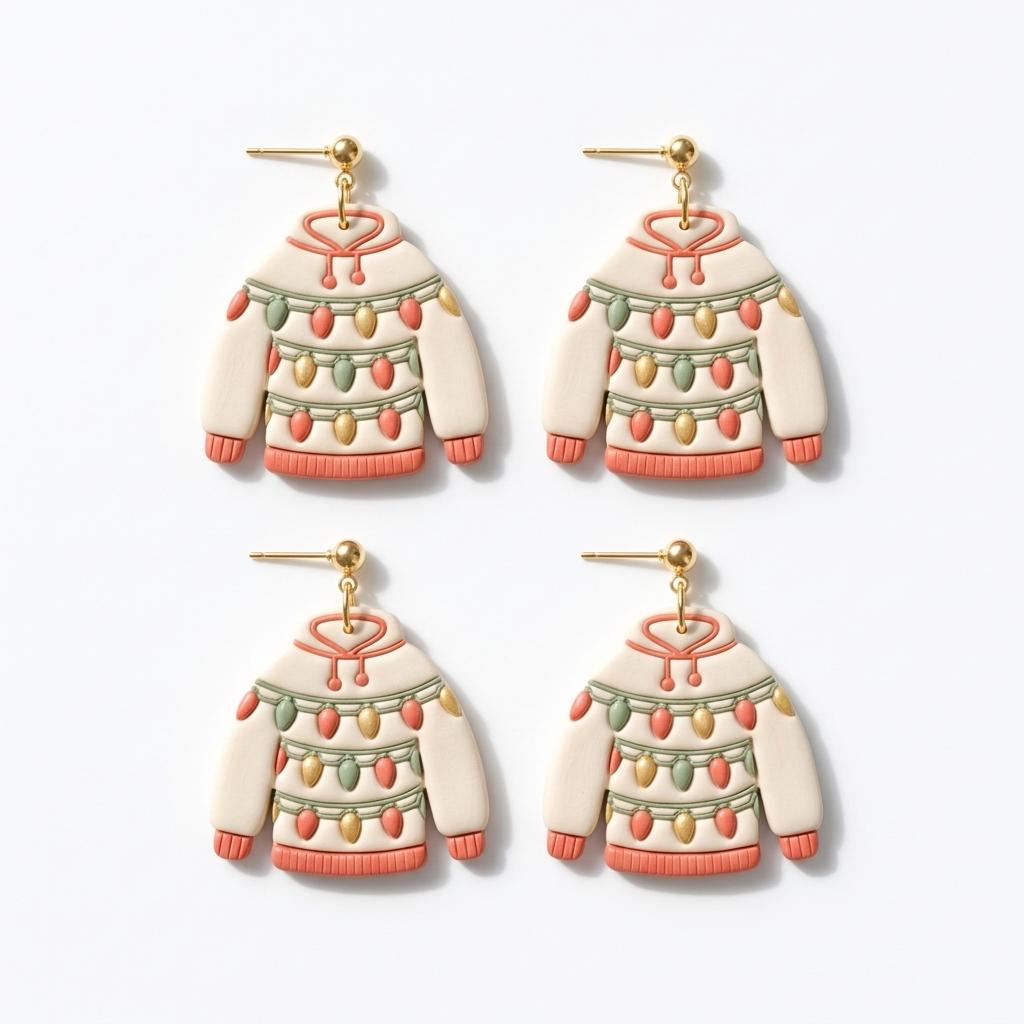 Sweater with Christmas Lights Polymer Clay Cutter | Festive Earring Tool