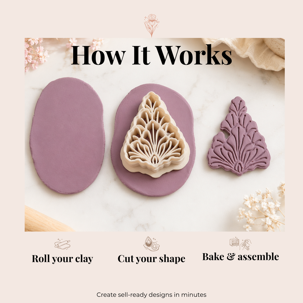 Sweet Pea Teardrop Polymer Clay Cutter 30-50mm | Floral Jewellery | IrisCrafts7