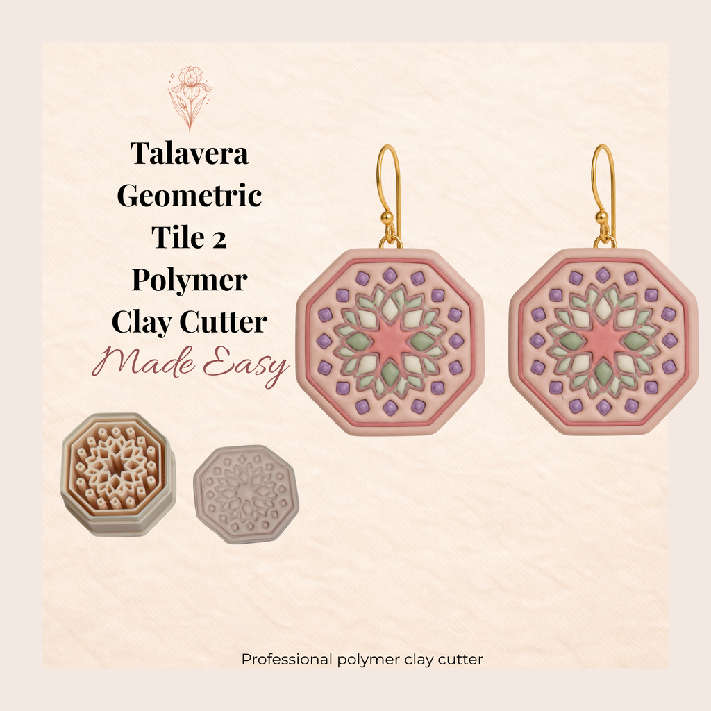 Talavera Geometric Tile 2 Polymer Clay Cutter 25–45mm | Boho Earring Cutter | IrisCrafts7