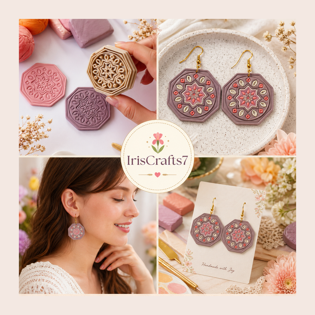 Talavera Geometric Tile Polymer Clay Cutter 25–45mm | Boho Earring Cutter | IrisCrafts7