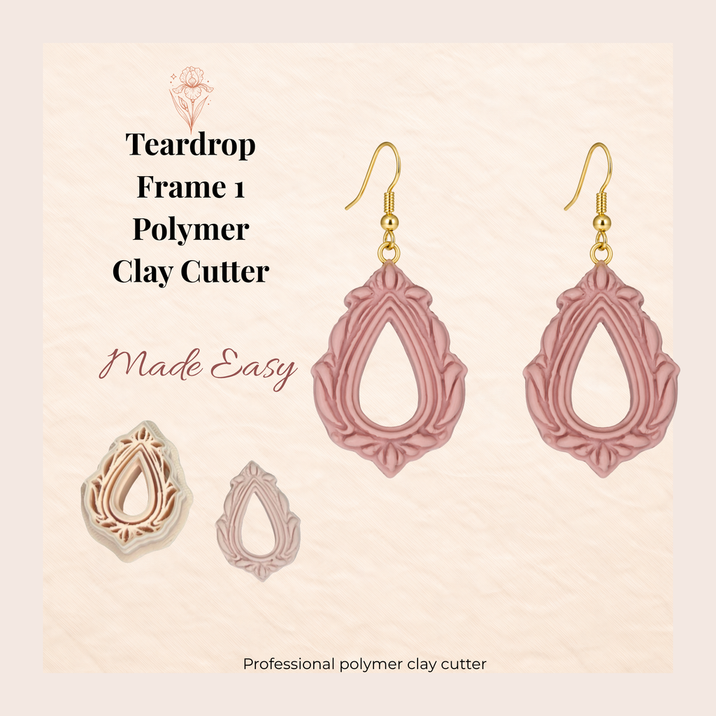 Teardrop Frame Polymer Clay Cutter | 3D Printed Clay Earring Cutter | Teardrop Shape Cutter for Clay Jewellery Making | Clay Earring Tool
