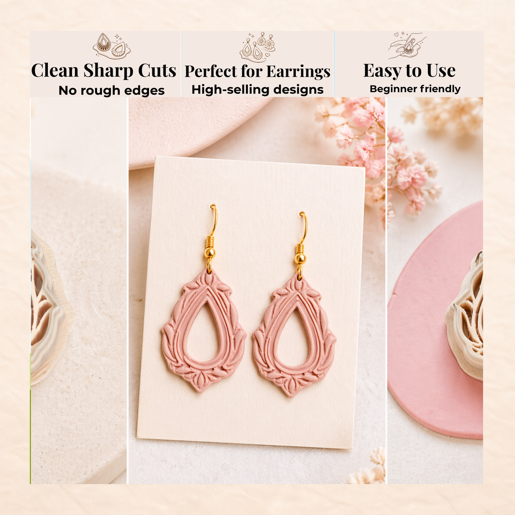 Teardrop Frame Polymer Clay Cutter | 3D Printed Clay Earring Cutter | Teardrop Shape Cutter for Clay Jewellery Making | Clay Earring Tool