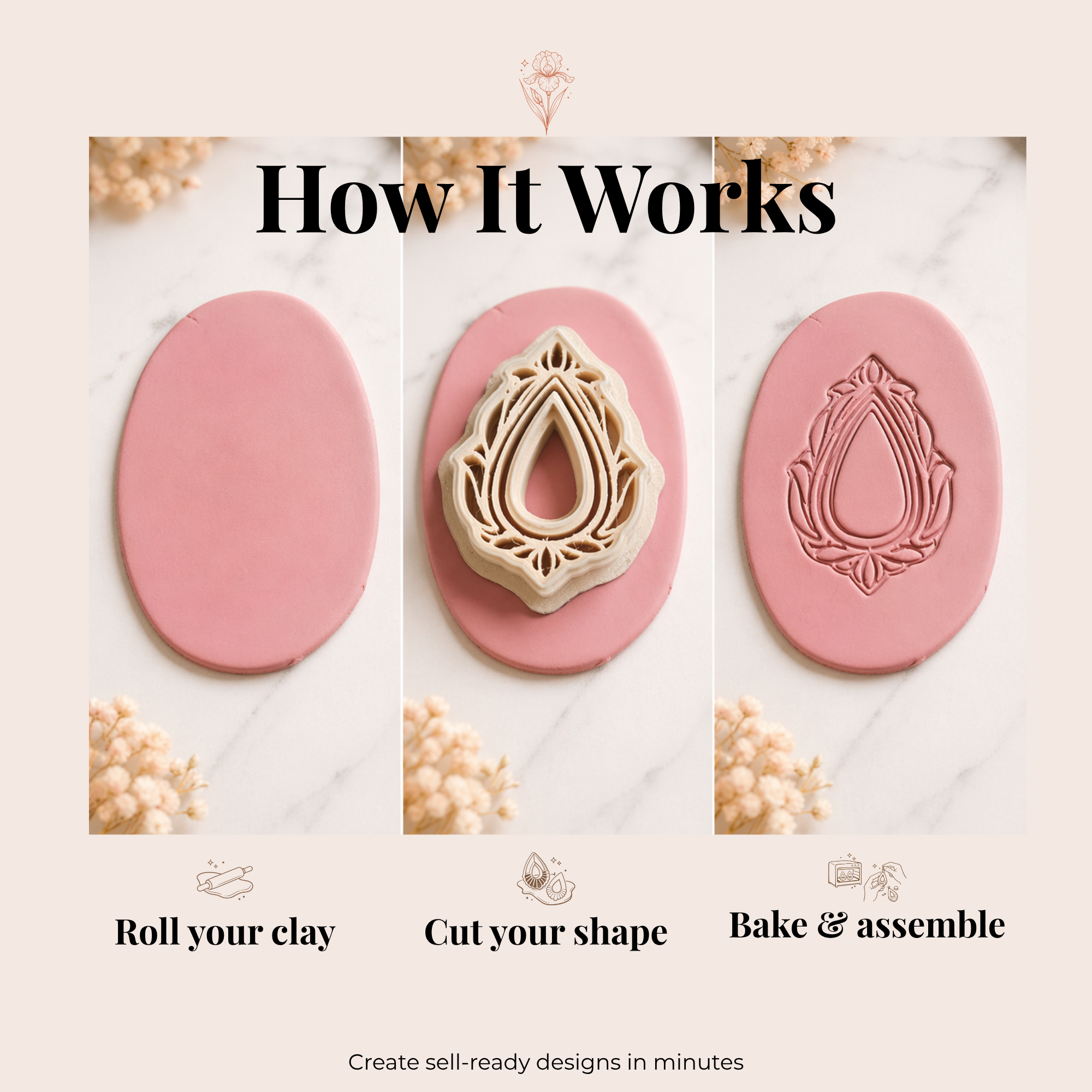 Teardrop Frame Polymer Clay Cutter | 3D Printed Clay Earring Cutter | Teardrop Shape Cutter for Clay Jewellery Making | Clay Earring Tool