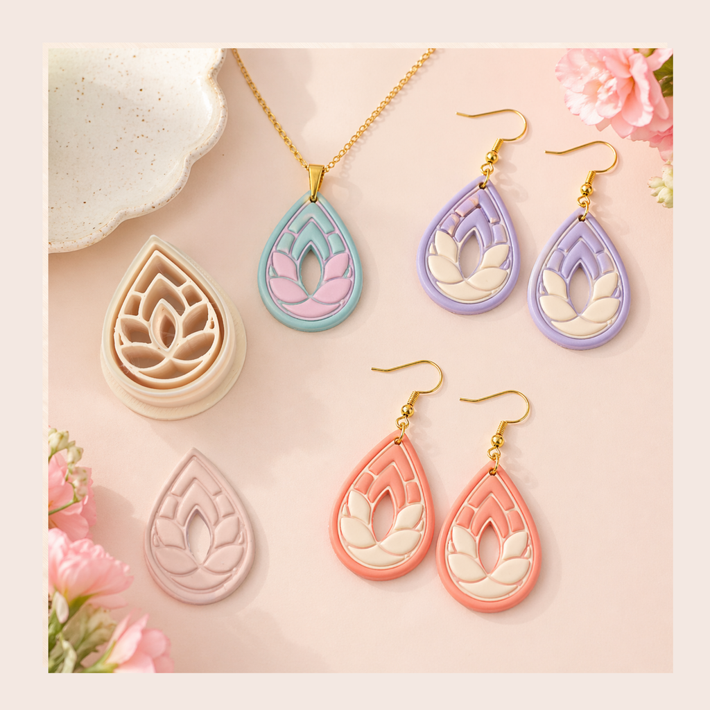 Teardrop Leaves Polymer Clay Cutter | 3D Printed Botanical Clay Earring Cutter | Leaf Teardrop Shape Cutter for Clay Jewellery Making | Clay Earring Tool