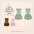 Texas Clothes Set Polymer Clay Cutter | Western Cowgirl Clay Cutters | Earring Making Tool | Rodeo Jewellery Cutter | 30mm-50mm