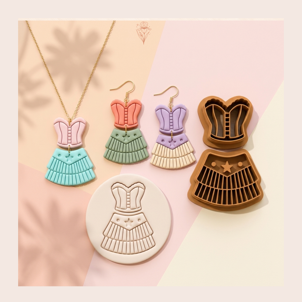 Texas Clothes Set Polymer Clay Cutter | Western Cowgirl Clay Cutters | Earring Making Tool | Rodeo Jewellery Cutter | 30mm-50mm
