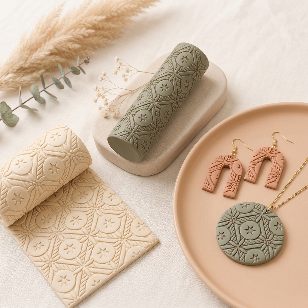 Star Bauble Texture Roller | Christmas Clay Pattern Tool