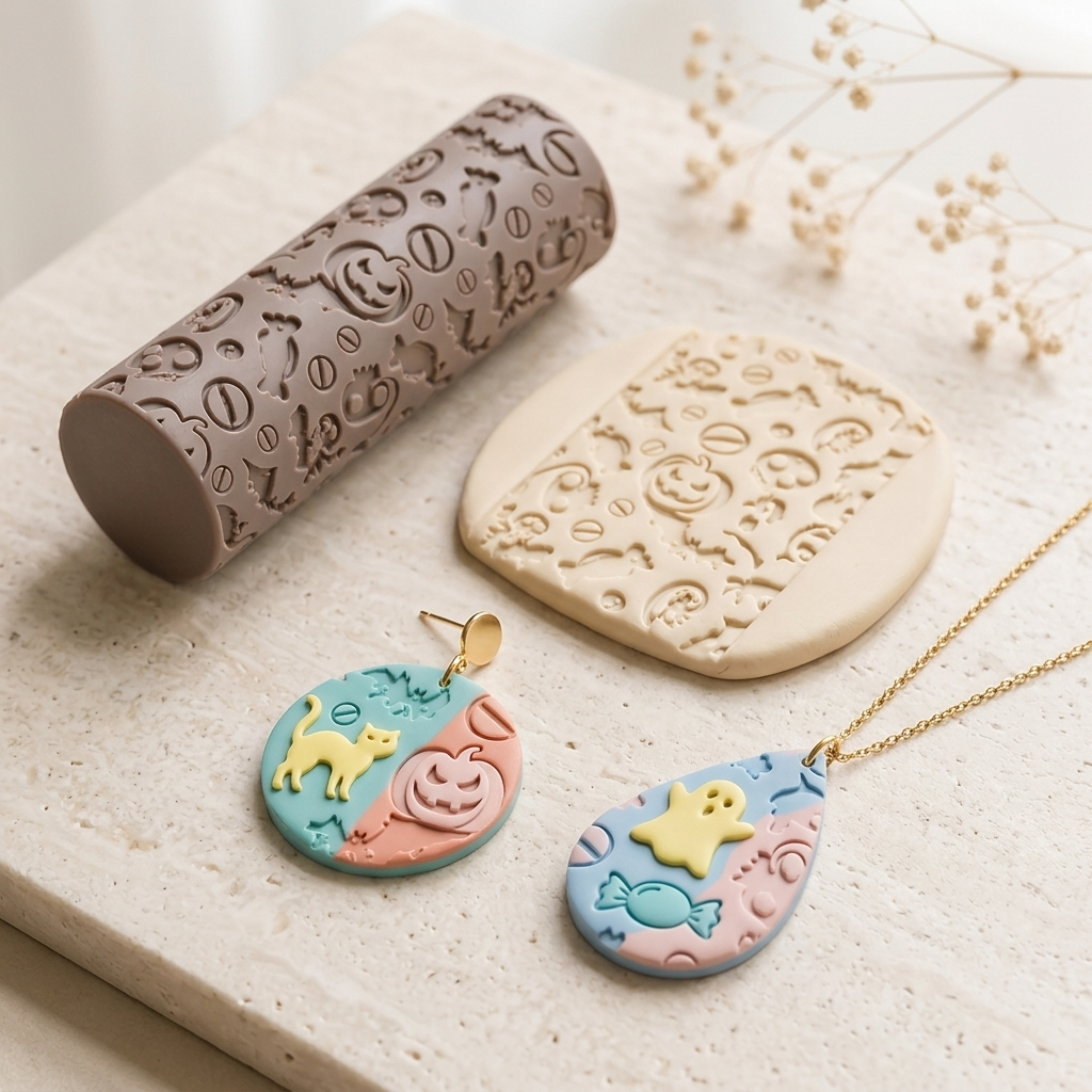 Trick or Treat Texture Roller | Halloween Clay Pattern Tool